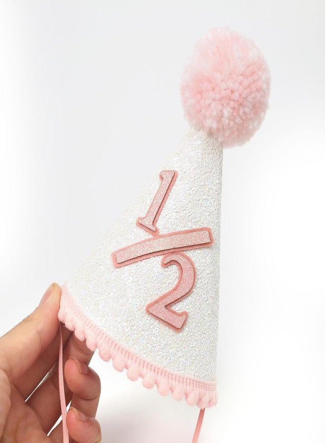 FUTNH Pink Cone 1/2 Party Hats - Boho Birthday Hat For Girls，Happy Birthday Girl Party Hat In Pink，Princess Glitter Party Hat，Birthday Hat For Baby Girls(5.5in*3.1in. Elastic rope adjust range: 40-60cm) - Image 5